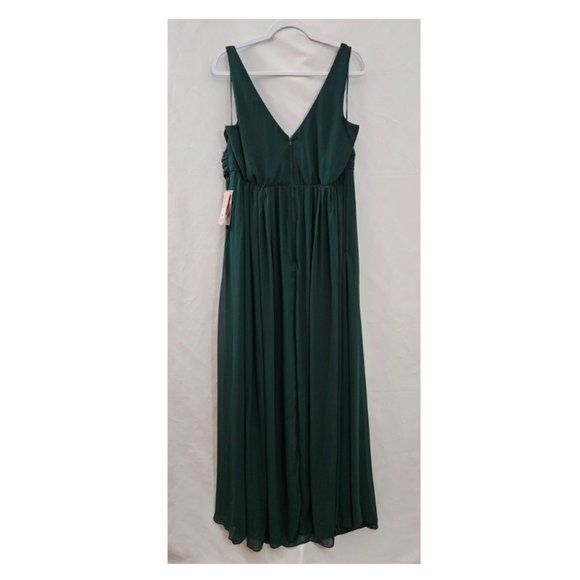 Birdy Grey Laurie Empire Chiffon Dress Emerald Curve 1X - Picture 6 of 7